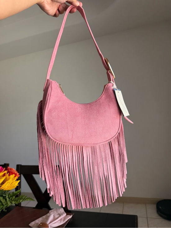 Universal Thread Handbags - Pink Suede Fringe Shoulder Bag